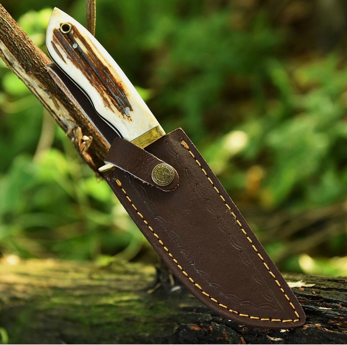 Custom Handmade 12C27 Fixed Blade SHunting Knife-Stag horn Handle - Image 4