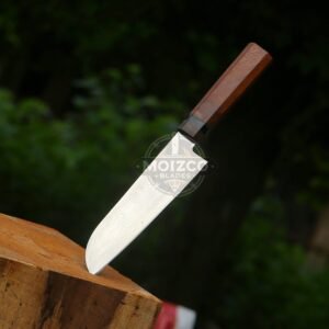 Handmade Damascus Steel Chef Knife | Wood & Buffalo Horn Handle | 11 Inch