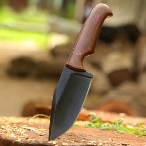 Handmade Full Tang Survival Hunting Knife | 9-Inch Carbon Coated Stainless Steel Blade with Brown Micarta Handle – Premium Outdoor Fixed Blade